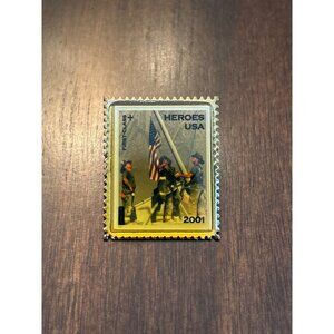 Heroes USA 2001 First-Class Stamp Design Gold-Toned Lapel Pin Backing Sept 11